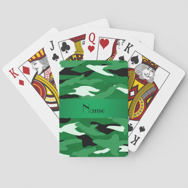 Jeu De Cartes Nom personnalisé camouflage vert (dos)
