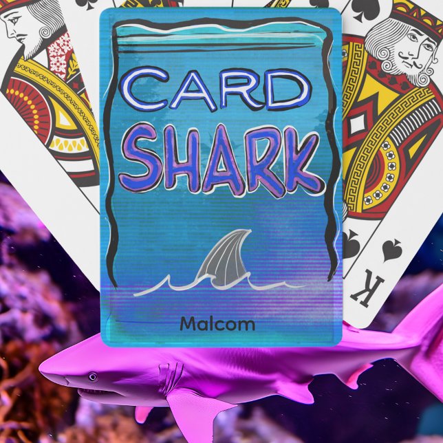 Jeu De Cartes Nom personnalisé, Carte requin, Cartes de jeu bleu (Créateur téléchargé)