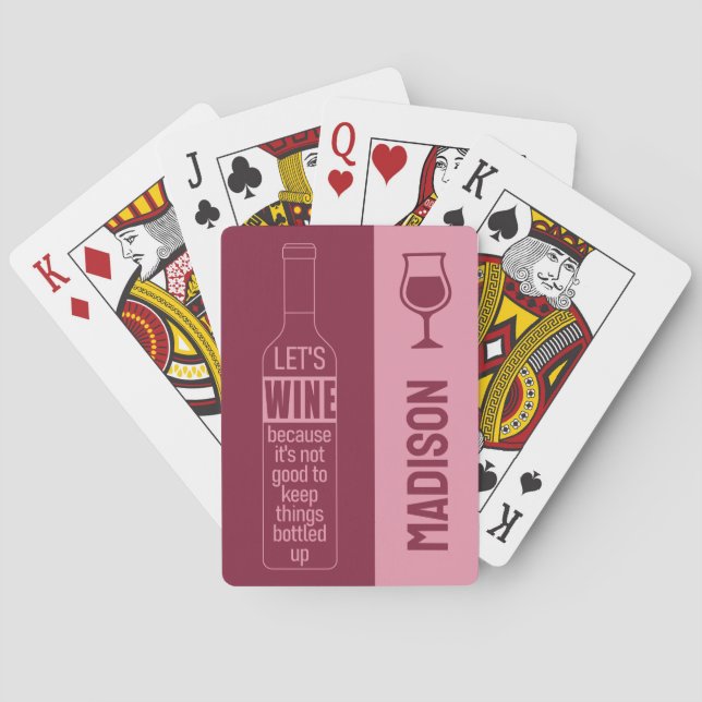 Jeu De Cartes Nom personnalisé Citation de vin drôle (dos)