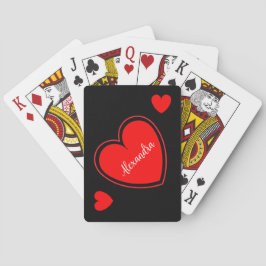 Jeu De Cartes Nom personnalisé du coeur rouge en noir