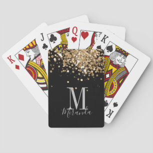 Jeu De Cartes Nom personnalisé du monogramme de parties scintill