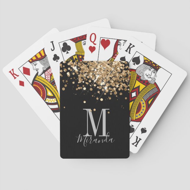 Jeu De Cartes Nom personnalisé du monogramme de parties scintill (dos)