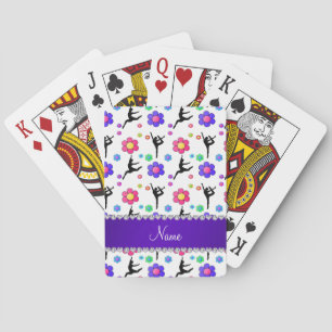 Jeu De Cartes Nom personnalisé fleurs de gymnastique blanche