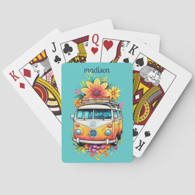 Jeu De Cartes Nom personnalisé Hippie Van (dos)