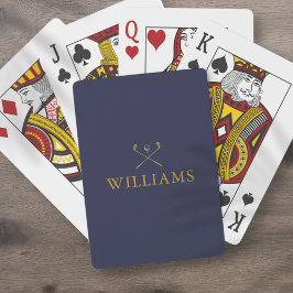 Jeu De Cartes Nom Personnalisé Marine Blue and Gold Golf Clubs