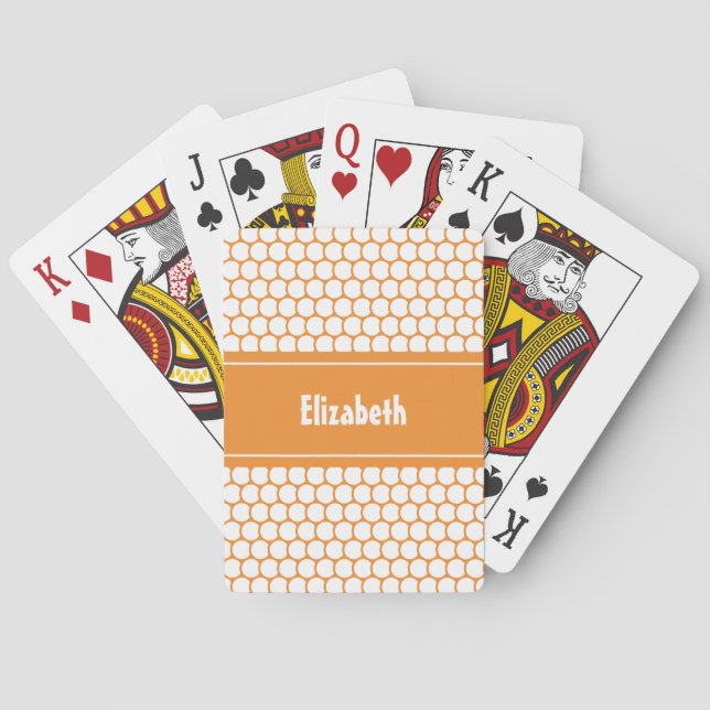 Jeu De Cartes Nom personnalisé orange et blanc Nom géométrique (dos)