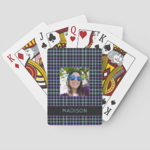 Jeu De Cartes Nom personnalisé & Photo Plaid / Tartan Motif
