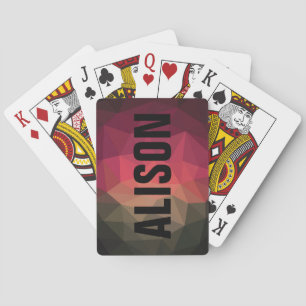 Jeu De Cartes Nom personnalisé sombre sombre design géométrique