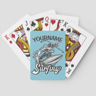 Jeu De Cartes NOM personnalisé Surfer Big Wave Skeleton Surfing