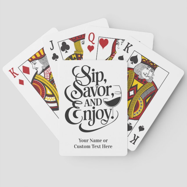 Jeu De Cartes Nom personnalisé / Texte Sip, Savourez, Profitez (dos)