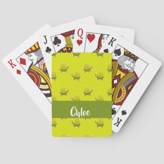 Jeu De Cartes Nom personnalisé tortues vertes (dos)
