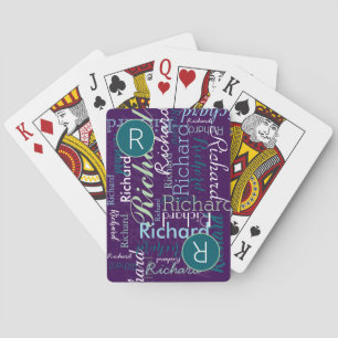 Jeu De Cartes Nom répété personnalisé sur violet