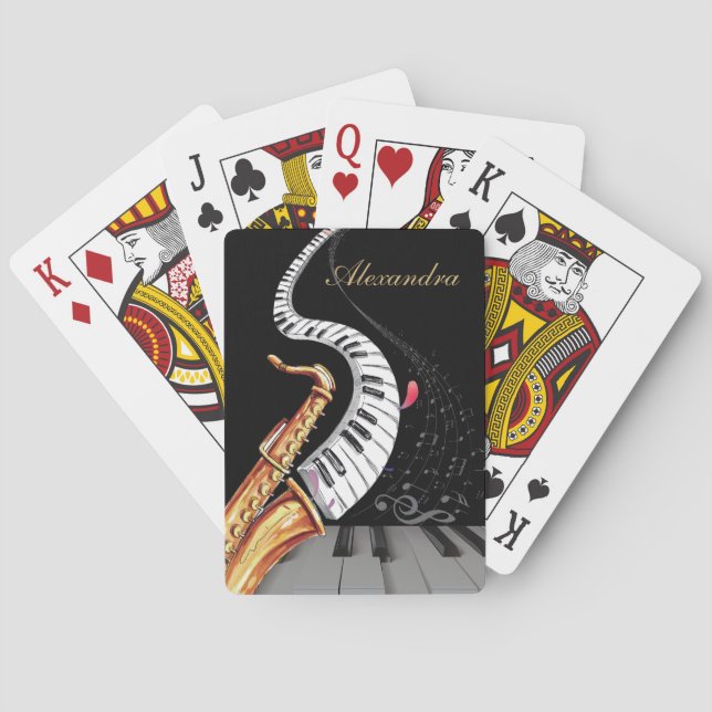 Jeu De Cartes Note de musique de piano saxophone personnalisé (dos)