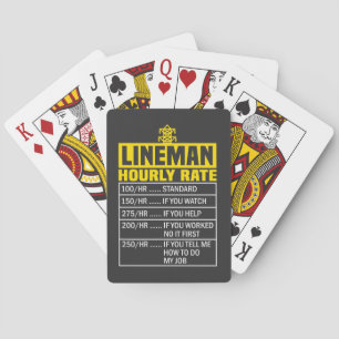 Jeu De Cartes Note horaire drôle Lineman Noir