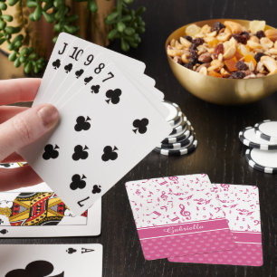 Jeu De Cartes Notes musicales personnalisées et Coeurs Motif ros