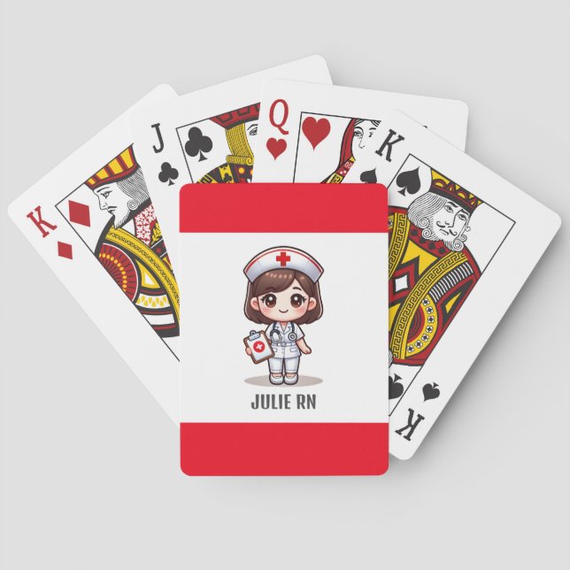 Jeu De Cartes Nourriture Manga mignonne avec cheveux Brown Brown (dos)