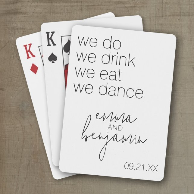 Jeu De Cartes Nous Buvons Danser Manger - Mariage moderne (Wedding and Anniversary Playing Cards - Personalize with your photo and information)