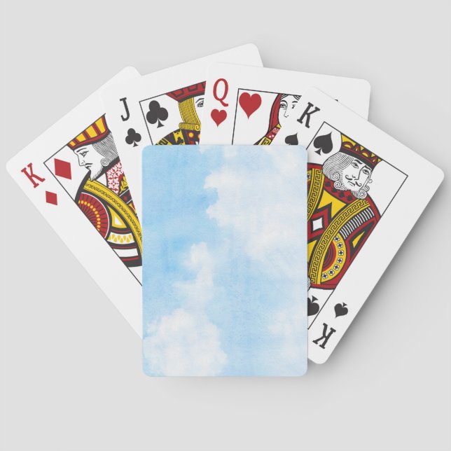 Jeu De Cartes Nuages d'aquarelle et arrière - plan de ciel (dos)