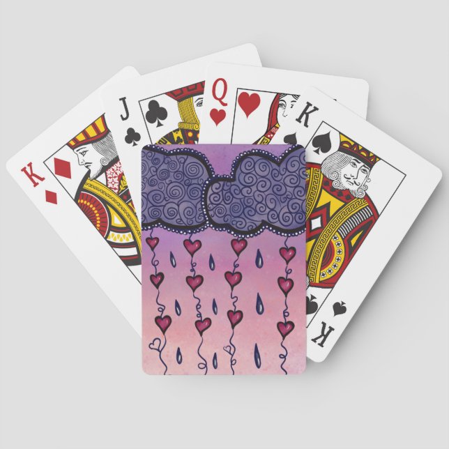 Jeu De Cartes Nuages mignons, coeurs et gouttes de pluie (dos)