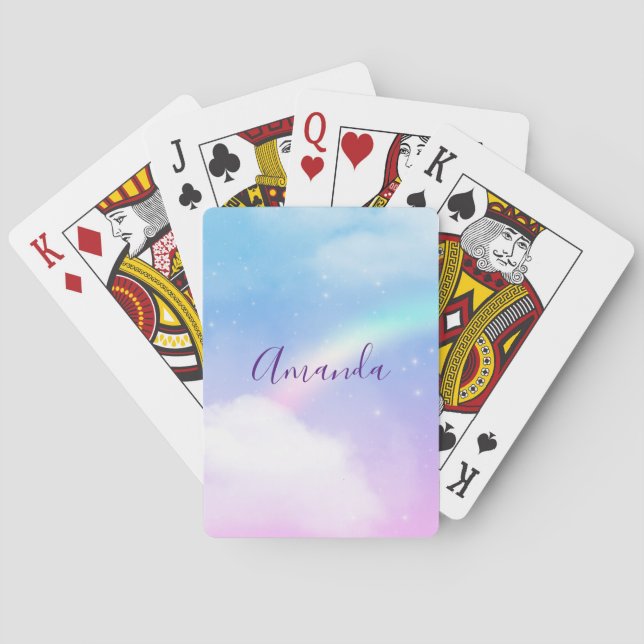 Jeu De Cartes Nuages pastel magiques et arc-en-ciel (dos)