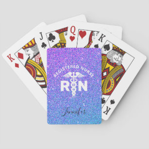 Jeu De Cartes Nurse Blue Purple Parties scintillant Caduceus Nom