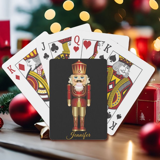 Jeu De Cartes Nutcracker Gold Red Personnaliser Nom Cadeau (Créateur téléchargé)
