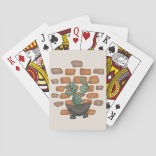 Jeu De Cartes Oasis de Cactus : Décor de mur de briques inspiré 