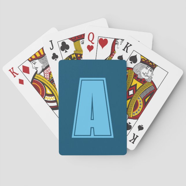 Jeu De Cartes Océan & Ciel Bleu Premier Monogramme Calligraphie  (dos)