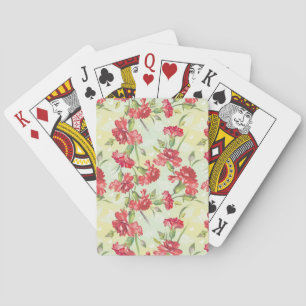 Jeu De Cartes Oeillets rouges sur vert avec papillons