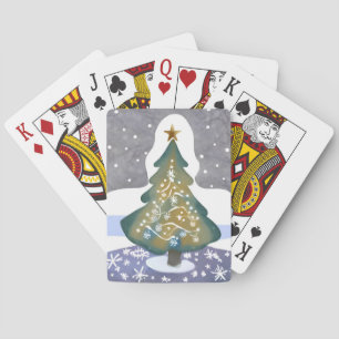 Jeu De Cartes Oh sapin de Noël   Aquarelle Peinture hivernale