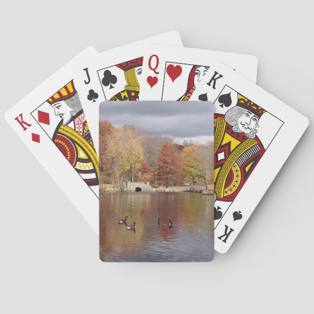 Jeu De Cartes Oies aux couleurs d'automne reflétées - (dos)