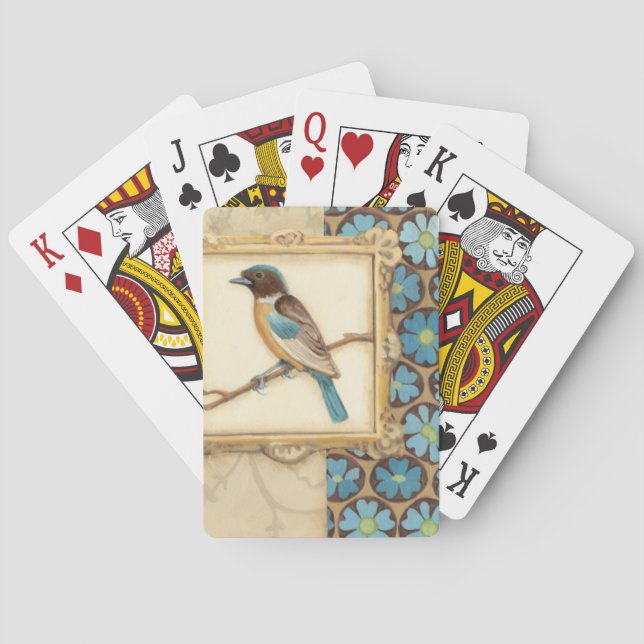 Jeu De Cartes Oiseau Brown et bleu sur une branche (dos)