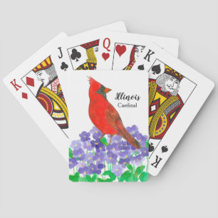 Jeu De Cartes Oiseau de l'Illinois Souvenir Violets cardinaux