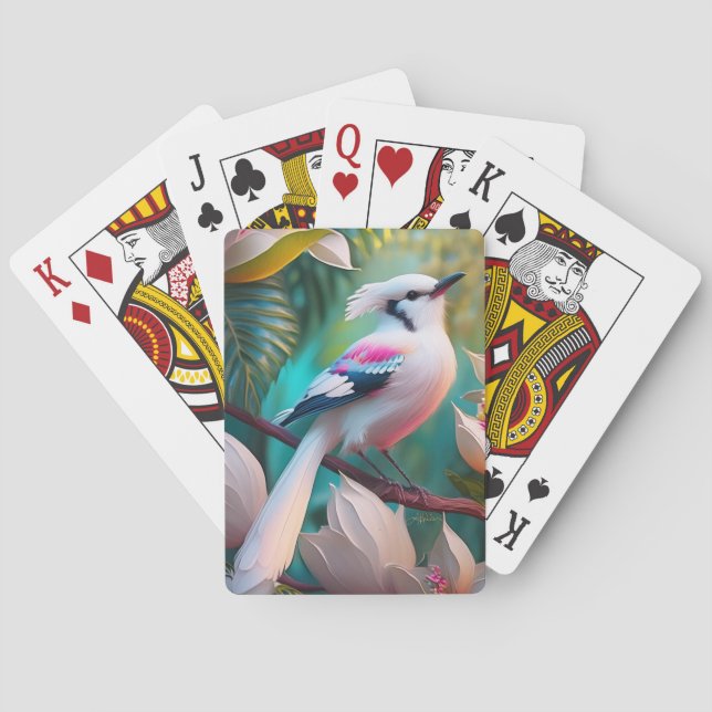 Jeu De Cartes Oiseau d'Imaginaire tacheté blanc crêpé (dos)