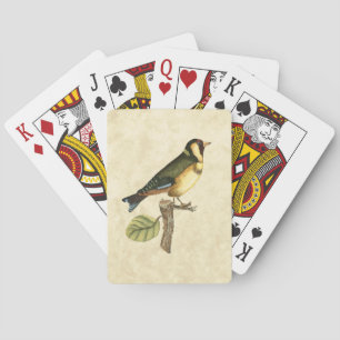 Jeu De Cartes Oiseau jaune et vert perché sur une petite branche
