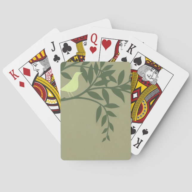 Jeu De Cartes Oiseau vert perché sur une branche verte (dos)