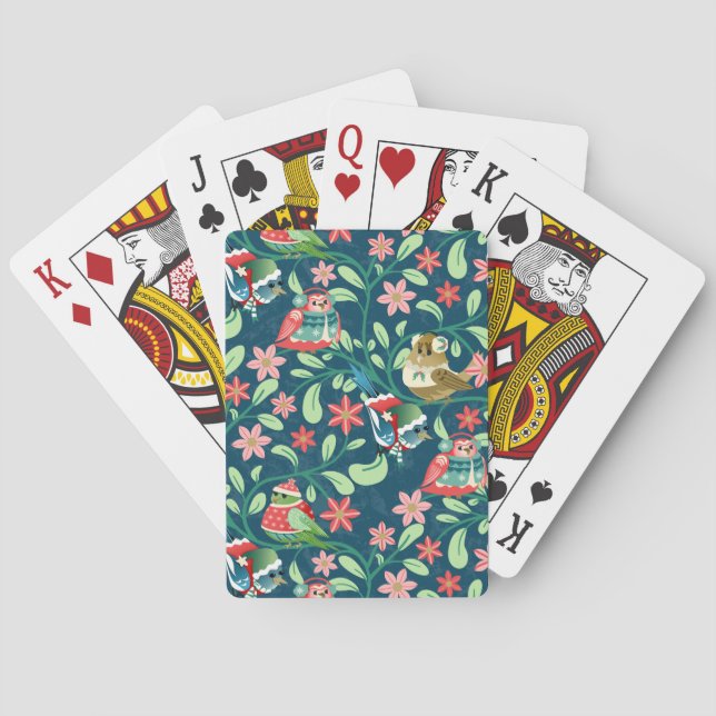 Jeu De Cartes Oiseaux de Noël douillets jouer aux cartes (dos)