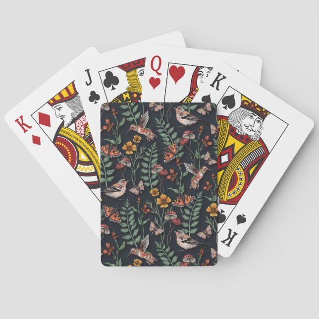 Jeu De Cartes Oiseaux du jardin foncé et papillons (dos)