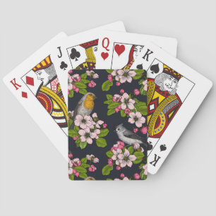 Jeu De Cartes Oiseaux et fleurs en noir