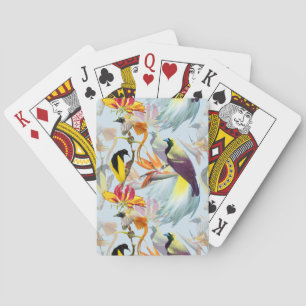 Jeu De Cartes Oiseaux exotiques du Paradis et fleurs Aquarelle