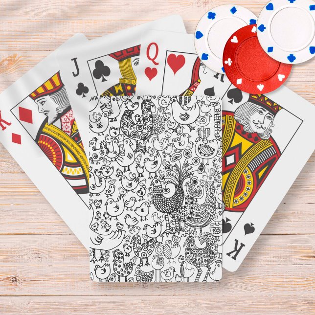 Jeu De Cartes Oiseaux Illustration noir et blanc Main dessinée (Créateur téléchargé)