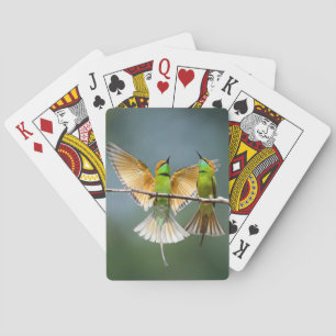 Jeu De Cartes Oiseaux verts s'éternisent dans les arbres Photogr