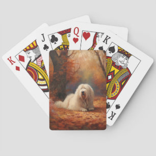 Jeu De Cartes Old English Sheepdog en automne Leaves Fall Inspir
