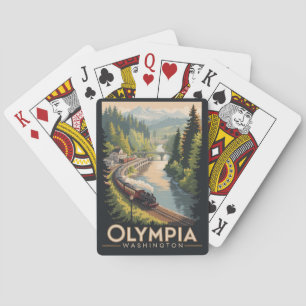 Jeu De Cartes Olympia Washington Illustration Voyage Art Rétro