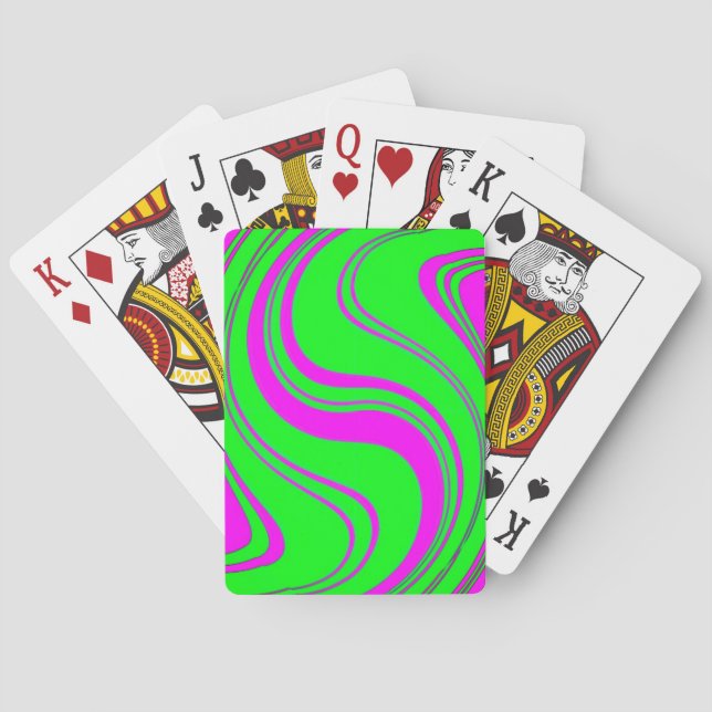 Jeu De Cartes ondes fluorescentes motif moderne (dos)