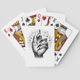 Jeu De Cartes Ongles Noirs Longs & Magie de l'Énergie Cristallin