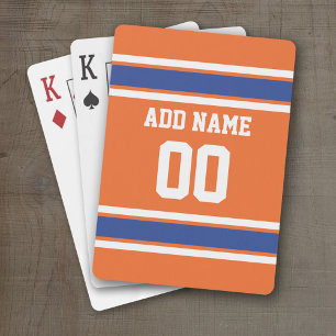 Jeu De Cartes Orange Blue Sports Jersey avec nom et numéro
