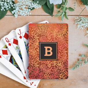 Jeu De Cartes Orange feuille or feuille motif moderne monogramme