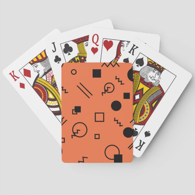 Jeu De Cartes Orange, fun, trendy, geometric Memphis graphic (dos)