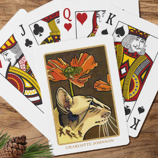 Jeu De Cartes Orange pavot Oriental Chat Nom personnalisé